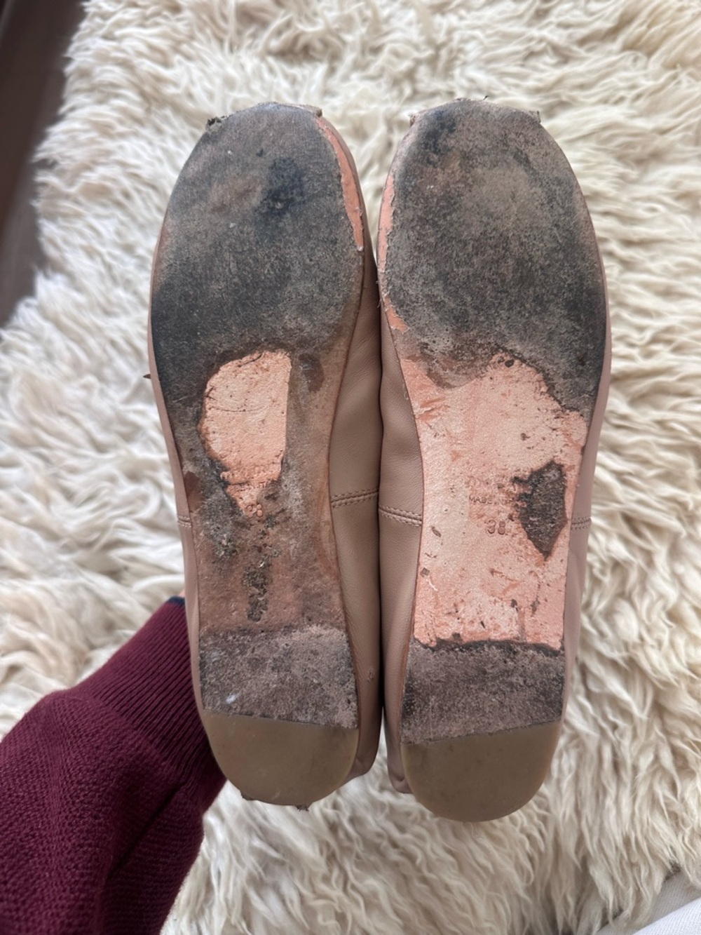 Miu Miu Pink Tan Leather Ballet Flats - Picture 6 of 8